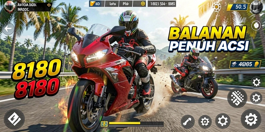 Tampilan menarik dari gameplay balapan motor di 8180.