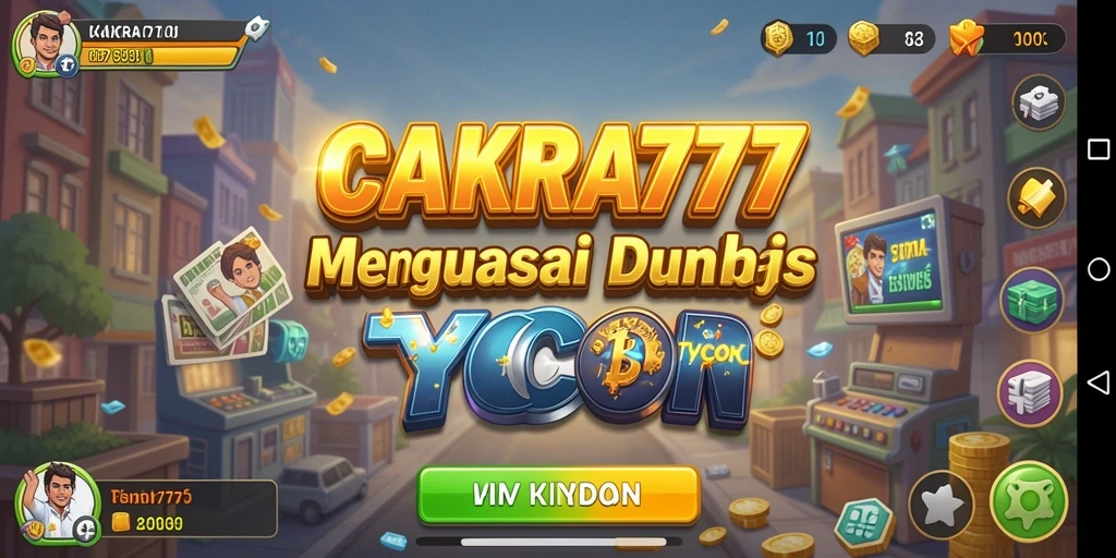 Tampilan gameplay seru di CAKRA777 dengan elemen Tycoon.