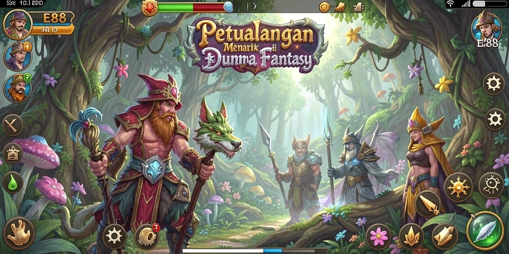 Tampilan gameplay menarik dalam game E88 petualangan.