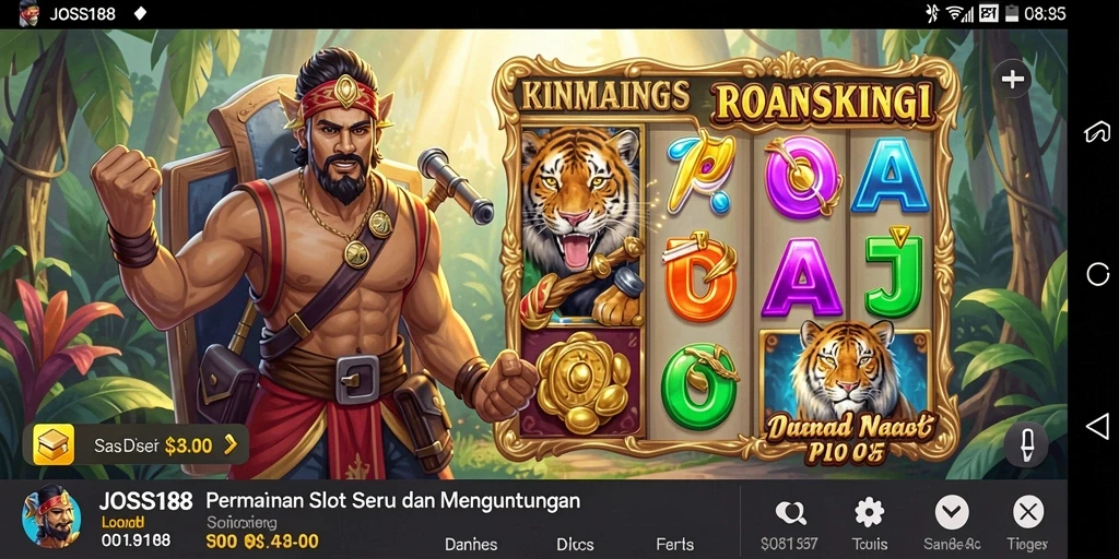 Tampilan menarik permainan slot JOSS188 dengan simbol dan gulungan yang berwarna-warni.