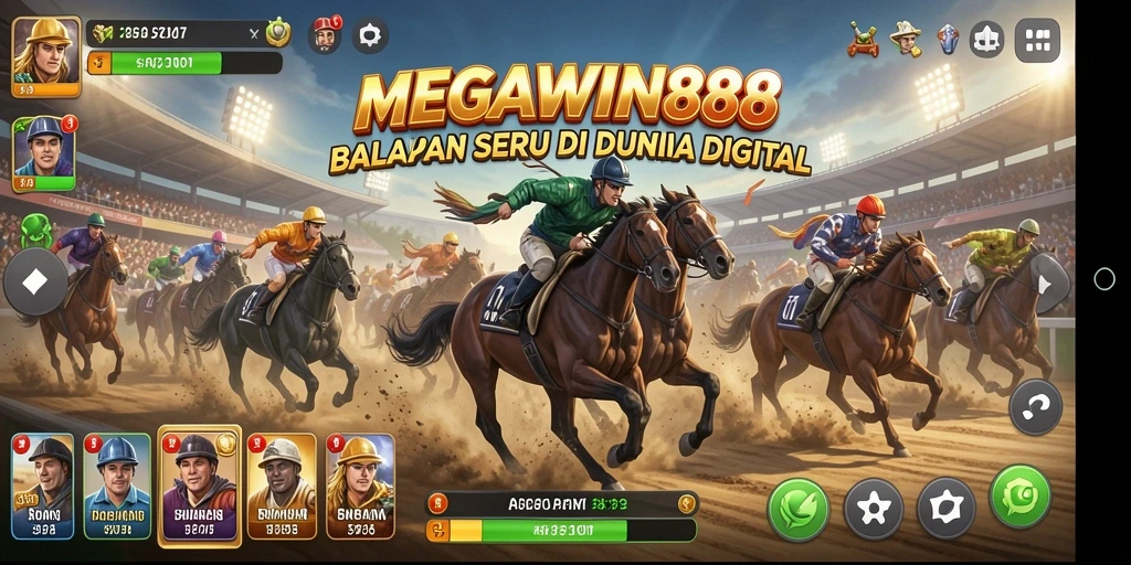 Tampilan gameplay seru dari MEGAWIN888 yang penuh aksi balapan.