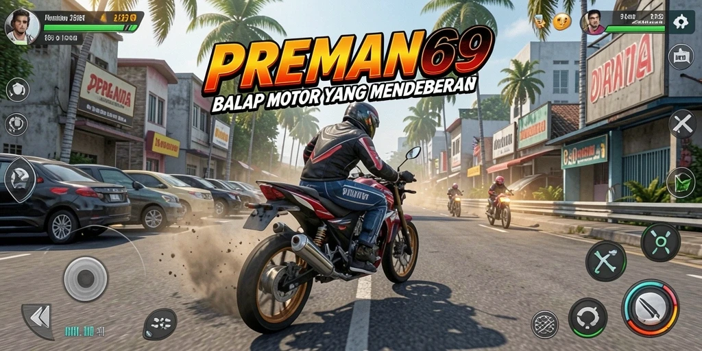 Tampilan gameplay menegangkan di lintasan balap motor.