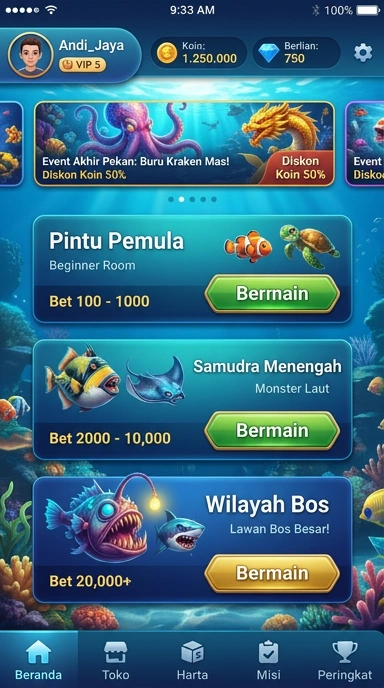 User interface idagame yang sederhana dan mudah dinavigasi.
